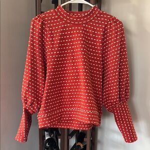 Madewell Red and White Patterned Blouse